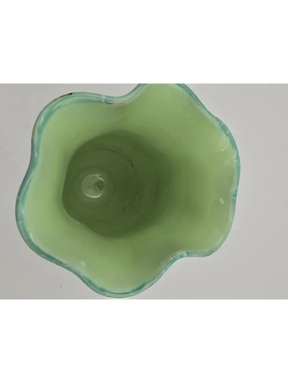Vintage Hand-Painted Italian Floral Vase – Green Art Pottery Pedestal Vase